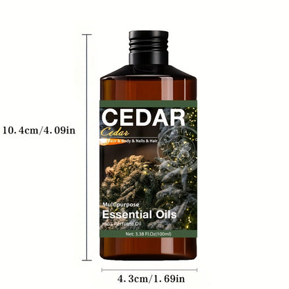 Essential Oil Cedarwood 100ml Dropper Bottle with Warm Woody Scent for Diffuser, Soap and Massage