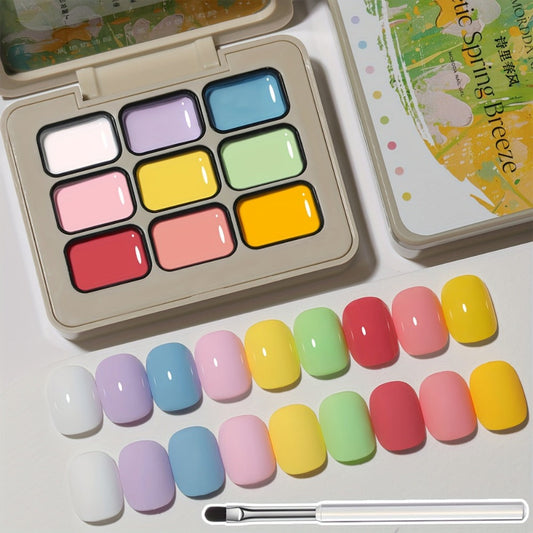 Gel Nail Polish MORDDA 9-Color Spring Breeze Set with Included LED Curing Pen for Home Nail Art