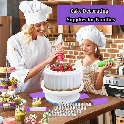 Piping Bags and Tips Set 492pcs Complete Cake Decorating Kit with Turntable Frosting Spatula for Entryways, Bedrooms and Living Spaces