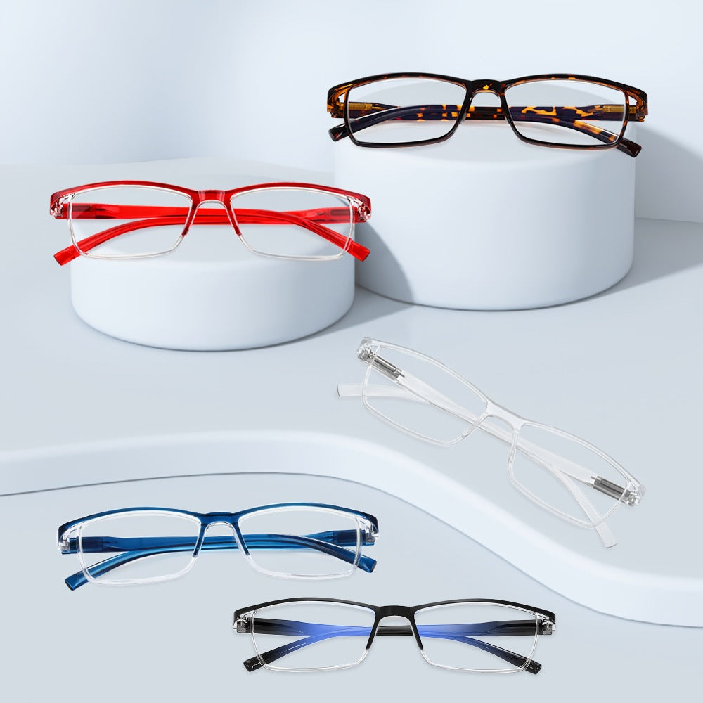 Reading Glasses – Three-Pair Rimless Metal Readers in Multiple Colors and Strengths with Multiple Strength and Color Options
