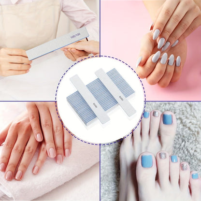 Professional Nail Files 50pcs Bulk Set Double Sided Emery Boards – 80/80, 100/100 & 100/180 Grit Options for Acrylic