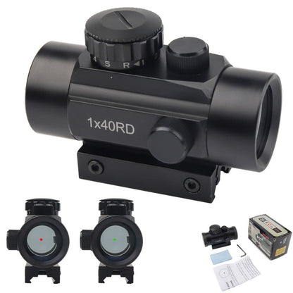 Red Green Dot Sight Scope 1x40 with Picatinny Rail Mount, 2 Reticle Types, Adjustable Brightness for Rifles