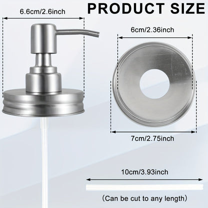 Mason Jar Soap Dispenser Pump Lids 4 Pack – 304 Stainless Steel Regular Mouth Mason Jar Pump Replacement, Leakproof Gasket