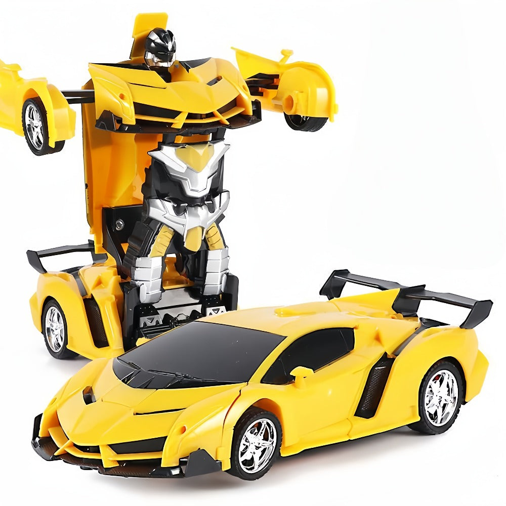 Remote Control Car, 1:18 Transforming Robot Model with One-Button Change, LED Lights, 360° Drift and Four Colors
