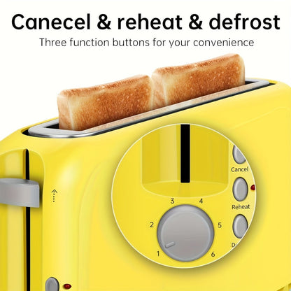 2-Slice Toaster Slim Ultra-Thin Design, 6 Browning Settings, 10" Long Slot, Reheat & Defrost Functions