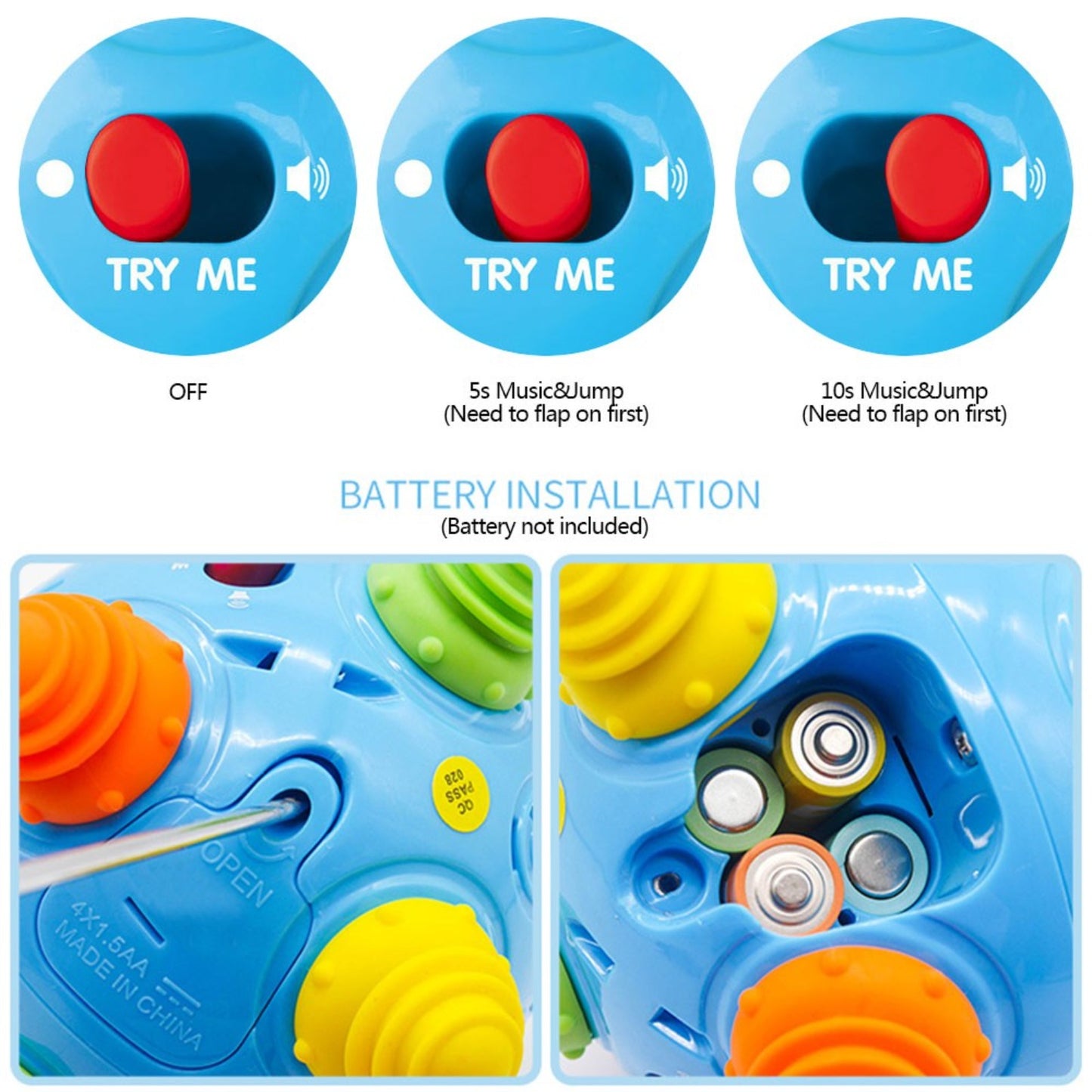 Cat Bouncing Ball Toy – Shake & Dance Crawl Sensory Ball for Cats, Cartoon Pattern Plastic Interactive Rolling Ball, No Battery Needed