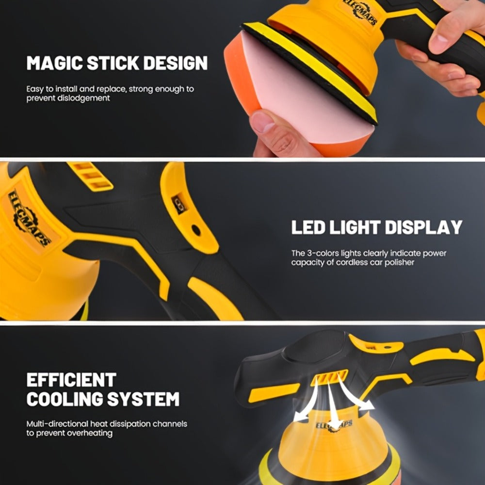 Cordless Car Polisher for DeWalt 20V Battery - 6 Variable Speeds 6800 RPM Buffer Polisher for Everyday Face, Beard and Body Grooming