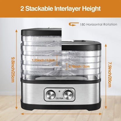 Stackable Food Dehydrator Family with Analog or Digital Controls and Five- or Eight-Tray Model Options