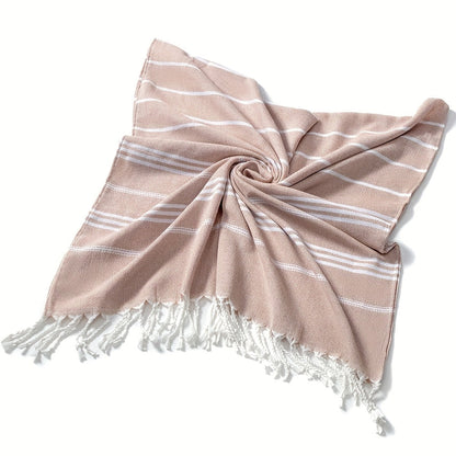Turkish Striped Beach Towel Oversized 90x180cm 35.5x71in – Quick Dry Lightweight Sand Resistant Shrink Resistant | 10 Colors Blue Grey