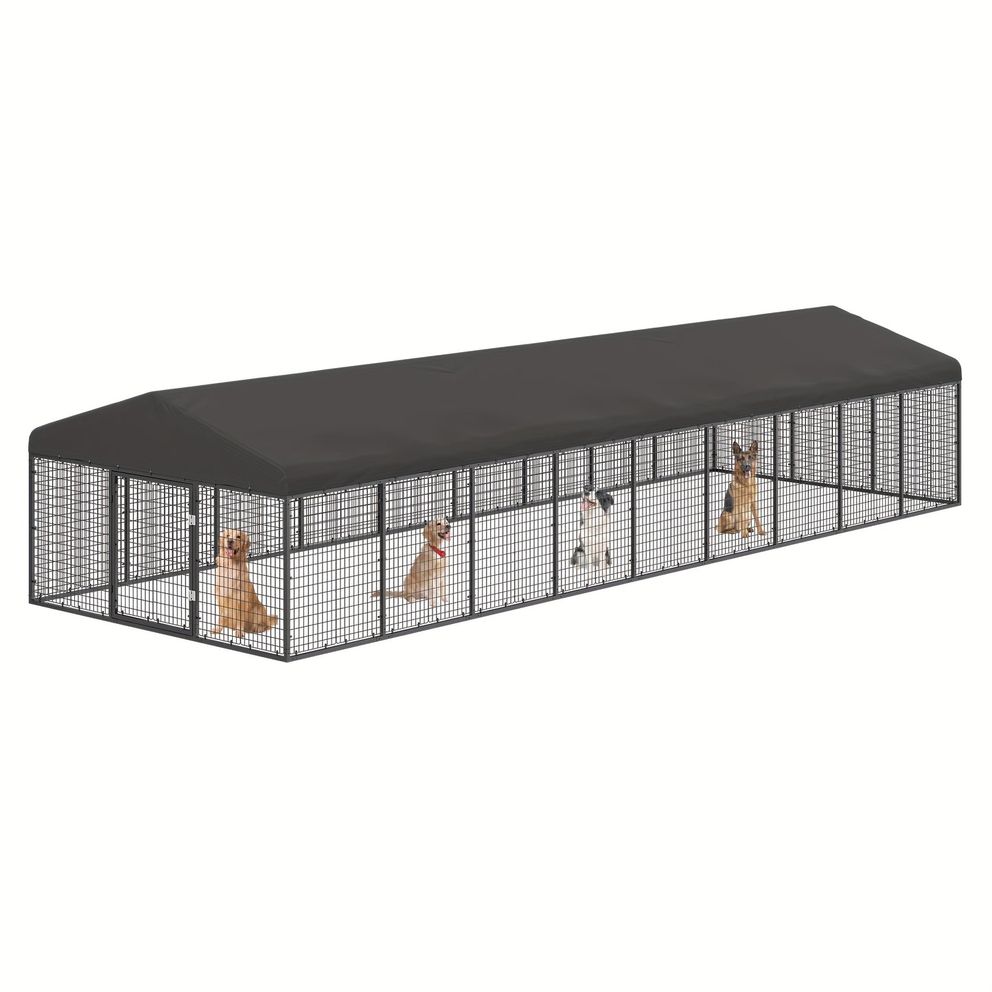 Outdoor Dog Kennel Heavy Duty Galvanized Steel with Roof Double Safety Locks Rust-Resistant Large Dog Cage Fence Run for Big Dogs