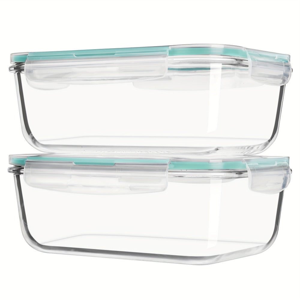 Large Glass Food Storage Containers with Lids 2 Pack, 63oz Borosilicate Glass Meal Prep Containers