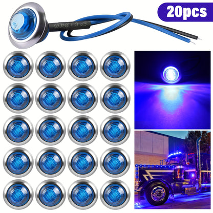 Marine Boat Lights 20 Pack, DC 12V Submersible LED Side Marker Lights for Boat Transom Stern Tail Yacht, Round Courtesy Navigation Lights