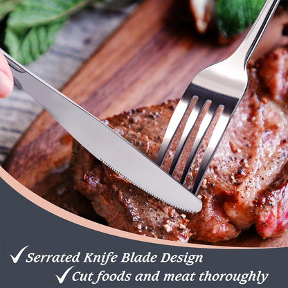 Stainless Steel Flatware Sets in 20–72 Piece Silver, Black or Gold Configurations with Exact Checkout Options