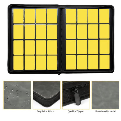 Trading Card Binder Ringless 16 Pocket – Double-Sided Side-Loading Zipper Card Album for Pokemon MTG TCG Sports Cards K-pop Photocards Large