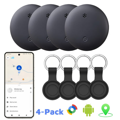 Bluetooth Tracker 4 Pack Google Certified Android Find My Device Find Hub – No Subscription Anti-Lost Tag for Keys Wallet Luggage Bags Pets