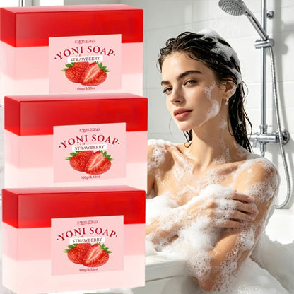 Strawberry Intimate Soap for Women 3-Pack – pH-Balanced Feminine Wash Bar for Gentle Intimate & Body Cleansing | Moisturizing Sensitive Skin