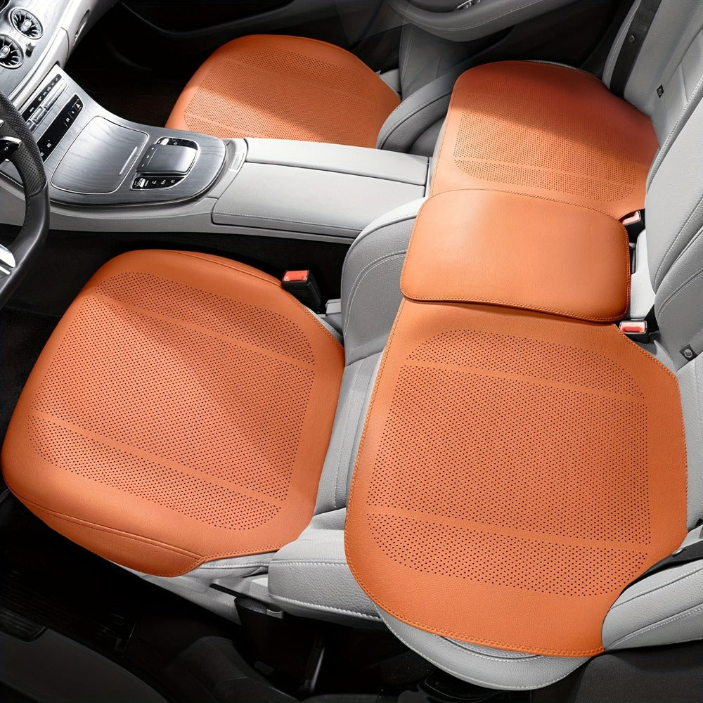 Perforated Car Seat Cushion Single Pad with 45 x 55cm Size and Black, White, Orange or Brown Color Options
