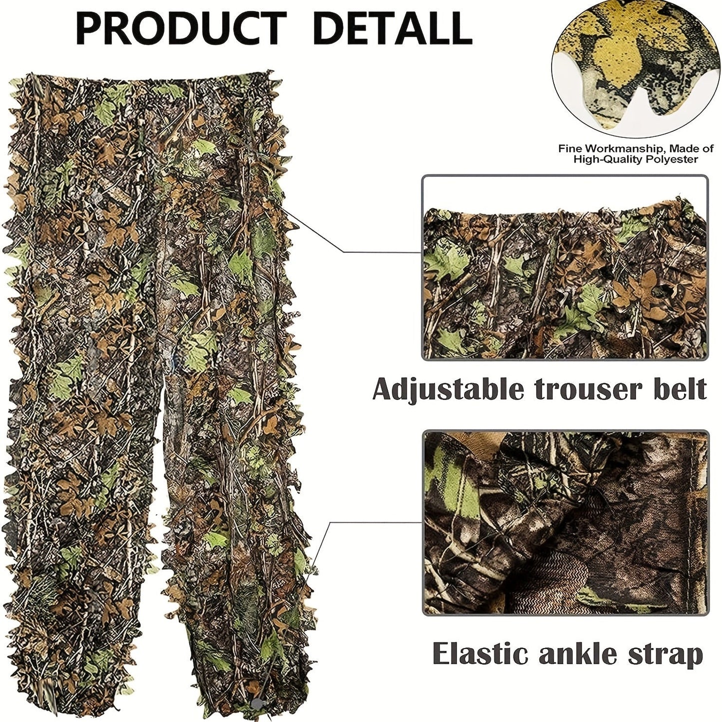3D Leaf Ghillie Suit Lightweight Camouflage Hunting Suit for Men Women – Full Body Camo Outfit for Wildlife Photography, Birdwatching