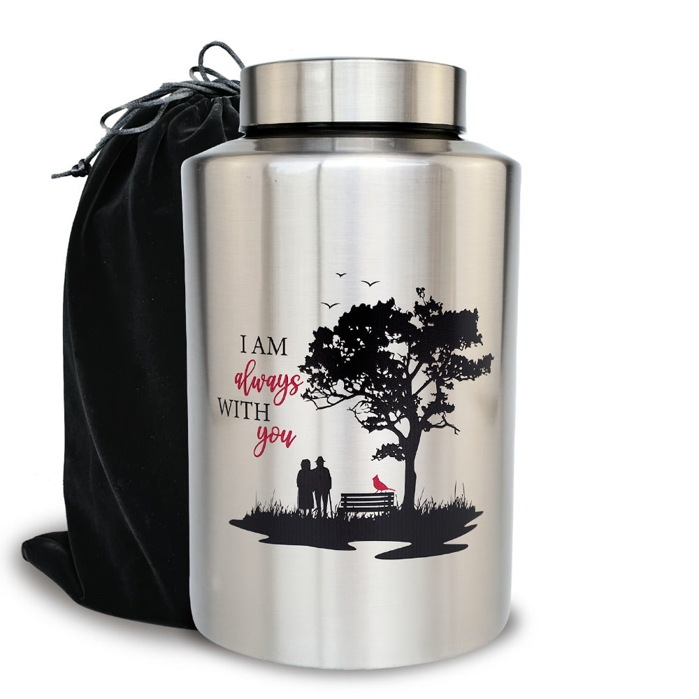 Cremation Urns for Human Ashes Large, Stainless Steel Memorial Urn Holds, Decorative Butterfly Cardinal Fairy Design