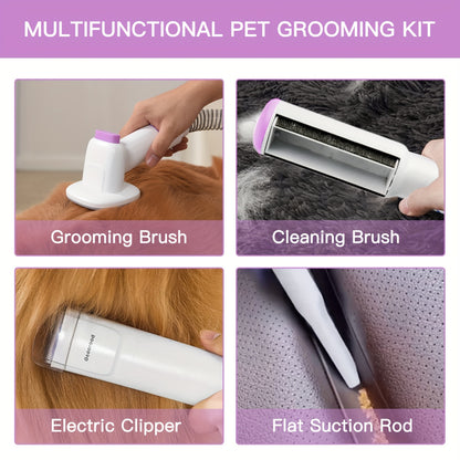 Dog Grooming Vacuum Kit 4-in-1 – Pet Hair Vacuum with Electric Clipper, Grooming Brush & Deshedding Tools, 2.5L Large Dust Cup