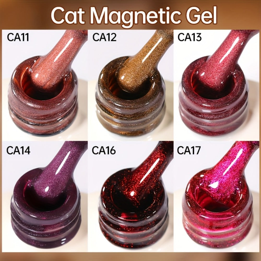 15ml CA14 Cat Eye Gel Polish in Plum Bordeaux with Magnetic Color Effect and UV/LED Lamp Curing Label
