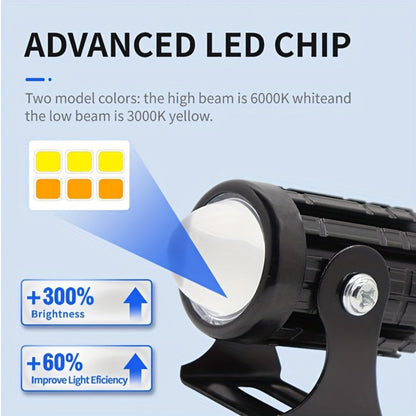 Dual-Color LED Vehicle Work Light Set, Two-Piece 8–80 V Pair with 6000 K White and 3000 K Yellow Output