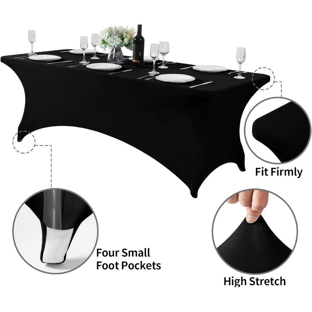 Spandex Tablecloth 6 Foot Rectangular Stretch Table Cover for Parties Weddings Banquets for Entryways, Bedrooms and Living Spaces