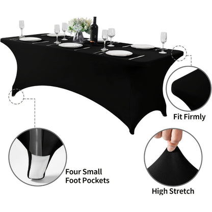 Spandex Tablecloth 6 Foot Rectangular Stretch Table Cover for Parties Weddings Banquets for Entryways, Bedrooms and Living Spaces
