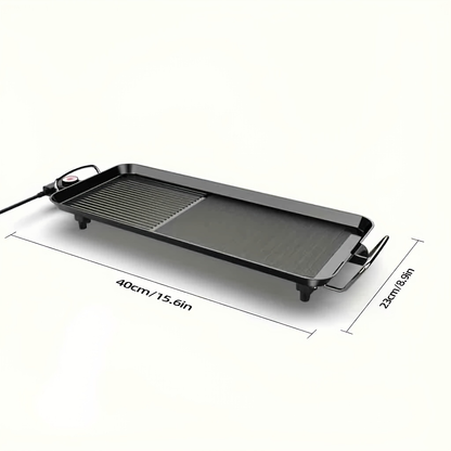 Indoor Electric Grill Smokeless, Non-Stick BBQ Griddle with Adjustable Temperature & Drip Tray