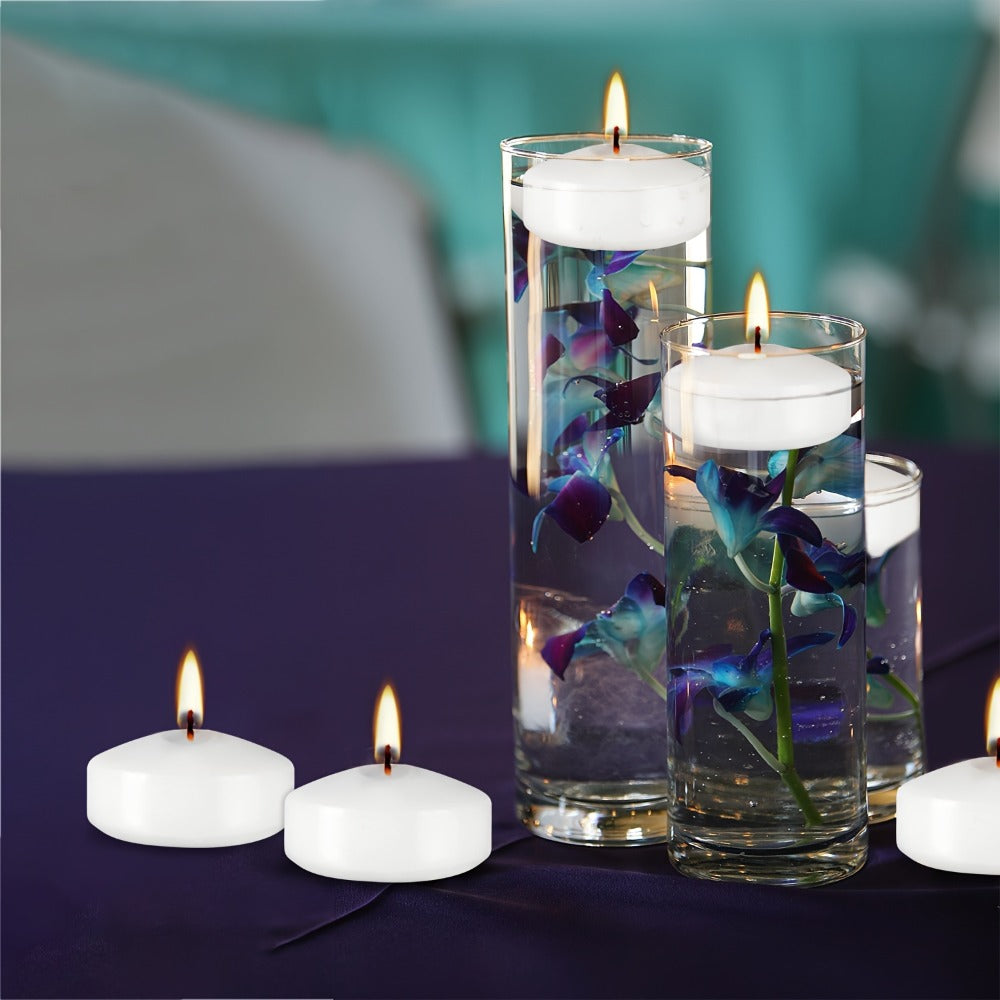 Floating Candles 2 Inch, 50 Pack White Paraffin Wax Candles for Wedding, Birthday, Valentine's Day