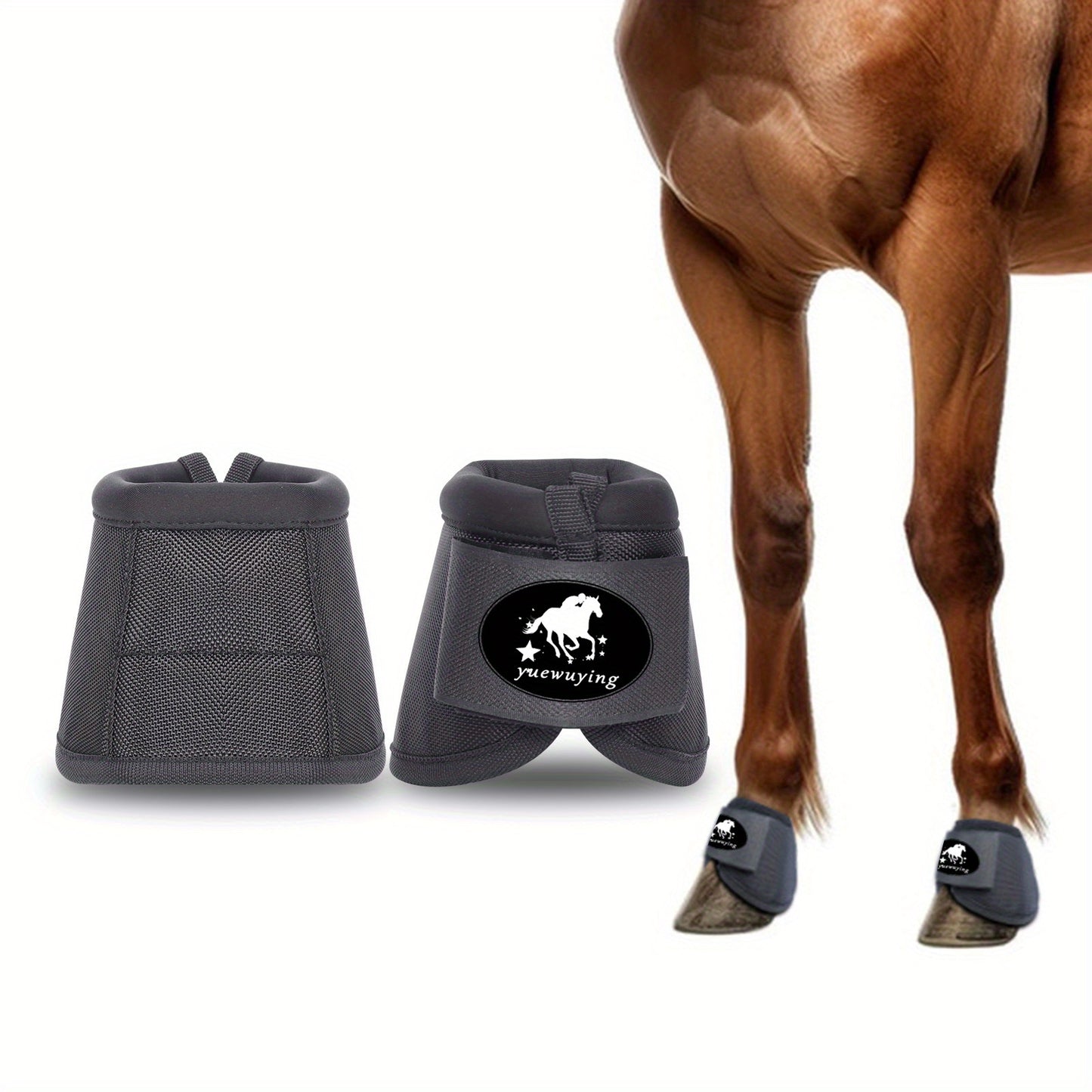 Horse Bell Boots Non-Turning Durable Protective Horseshoe Overreach Boots for Horses, Pair, S/M/L Available in Black Red White Royal Blue