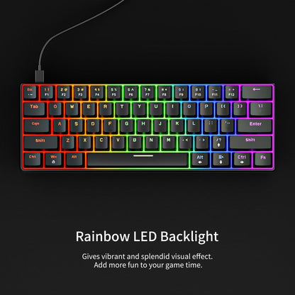 Mechanical Keyboard 61-Key Wired Hot-Swap Layout with Red or Blue Switches, RGB Backlighting and Six Color Options