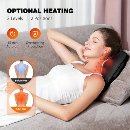 Neck Massager Pillow Heated Acupressure Electric Deep Tissue Kneading for Neck Shoulder Back Leg Relaxation Gift for Mom Dad Women Men