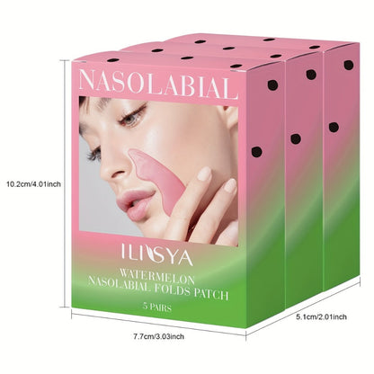 Nasolabial Fold Patches with Watermelon Collagen & Niacinamide, Caffeine Smile Lines Face Patches for Deep &