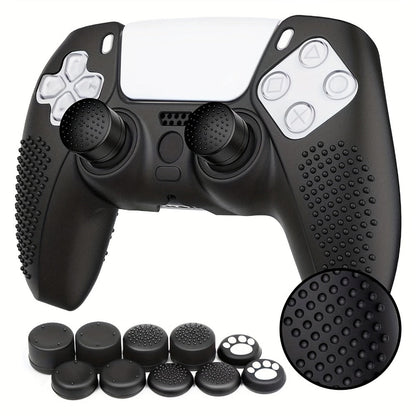 PS5 Controller Silicone Cover with 10 Thumb Grip Caps – Protective Case & Grip Accessories Set for PS5 DualSense Controller