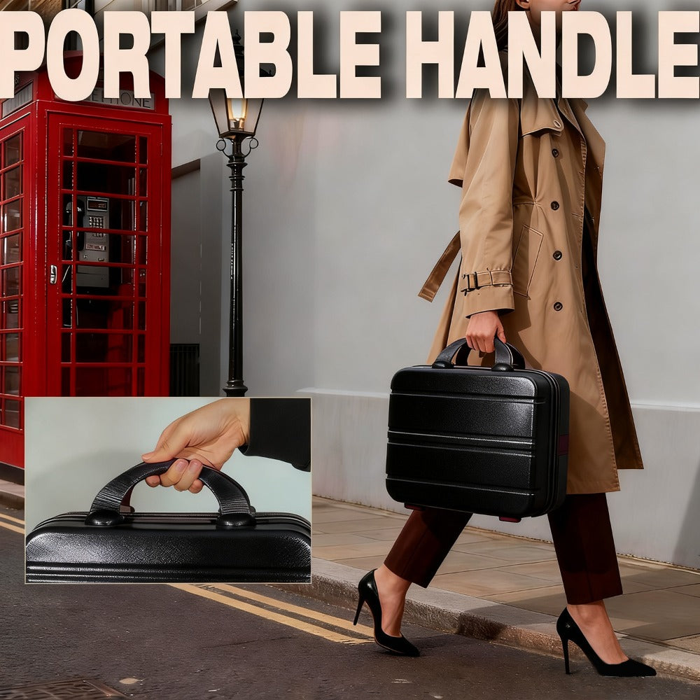 Hard Shell Makeup Travel Case Waterproof Pressure-Proof Portable Cosmetic Suitcase with Elastic Band Luggage Attachment Carry-On Organizer