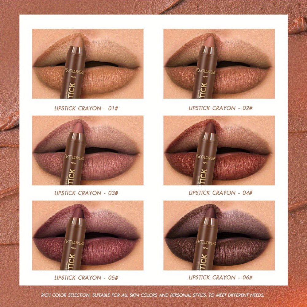 Non-Smearing Contour Lip Liner Set 6 Pcs, Smooth Paste Matte Formula Precise Definition, for Makeup, Travel and Everyday Vanity Use