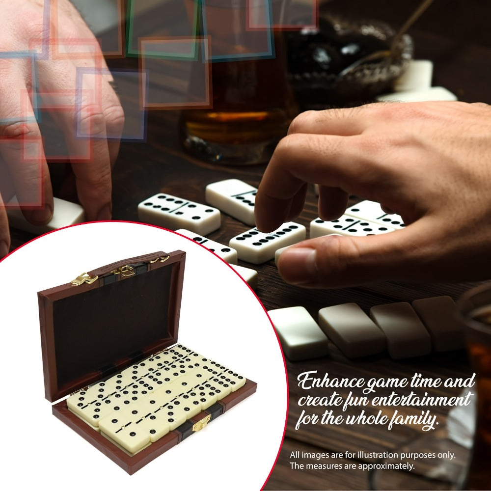 Double 6 Domino Set with Storage Case & Metal Spinner – 28 Tiles Classic Black Domino Game for Adults Kids Family | Premium Packaging 1 or 2