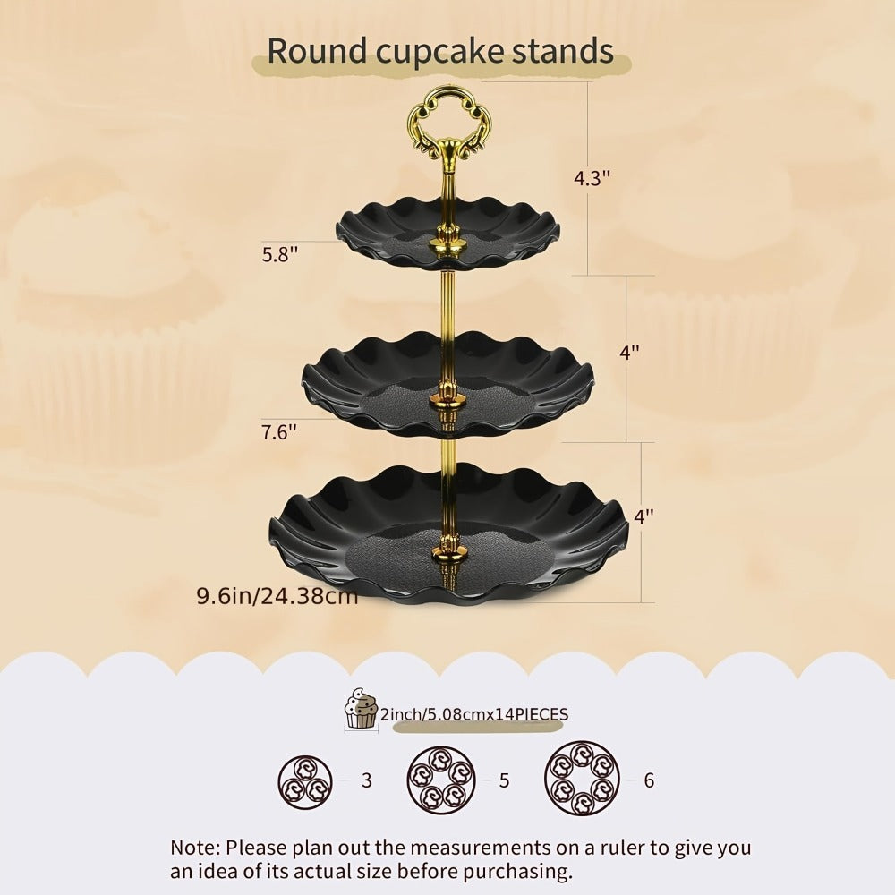 Cake Stand Set 10-Piece Black Tiered Cupcake Stands with Appetizer Trays for Birthday Baby for Entryways, Bedrooms and Living Spaces
