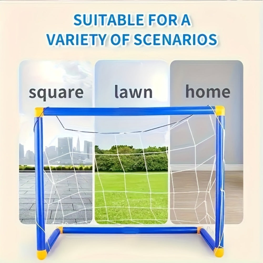 Kids Youth Football Goal Set, 2pcs Portable Easy-Assemble Soccer Goals for Indoor & Outdoor Play