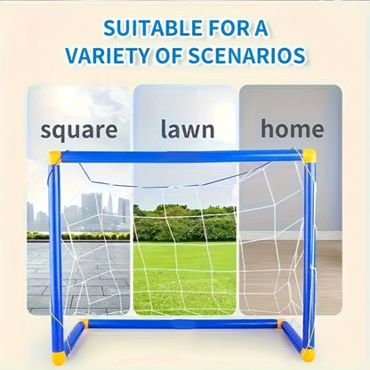 Kids Youth Football Goal Set, 2pcs Portable Easy-Assemble Soccer Goals for Indoor & Outdoor Play
