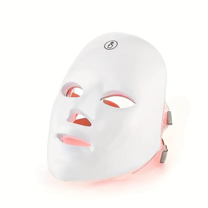 Silicone LED Face Mask Rechargeable 7-Color Light Therapy Skin Care Device - Acne Treatment for Bath Time, Home Spa and Personal Care