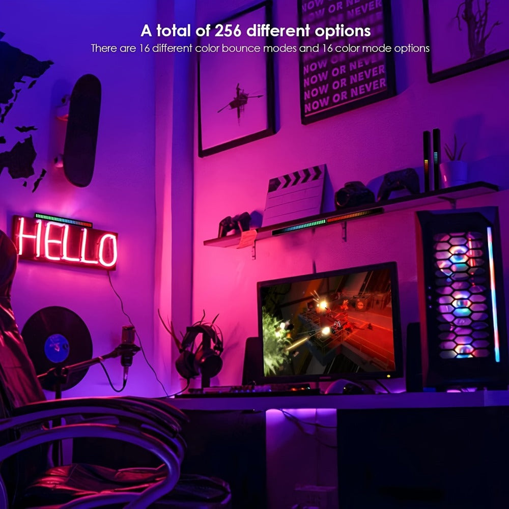 Sound Activated RGB Ambient Light Bars 2/4 Pack, Music Rhythm Sync USB Plug & Play, Color Changing Atmosphere Lights for Gaming Room