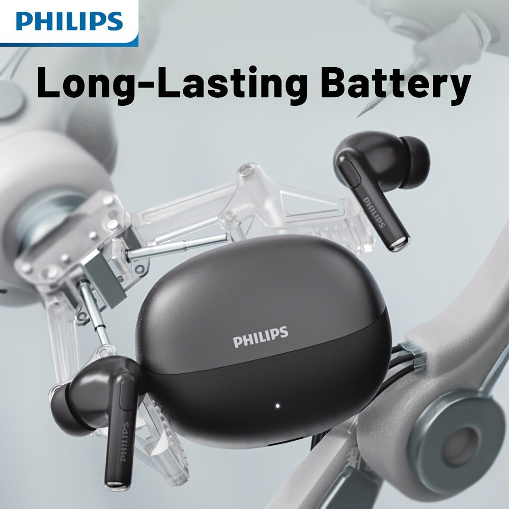 Wireless Earbuds Philips Bluetooth 6.0 Dual Stereo with Type-C Charging Case in Black or White