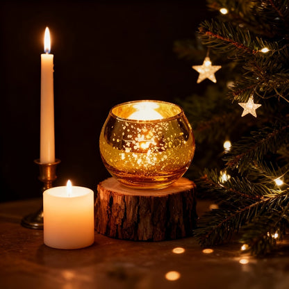 Round Glass Votive Candle Holder Sets in Gold, Pink, Silver or Green with 6-, 12- or 24-Piece Options