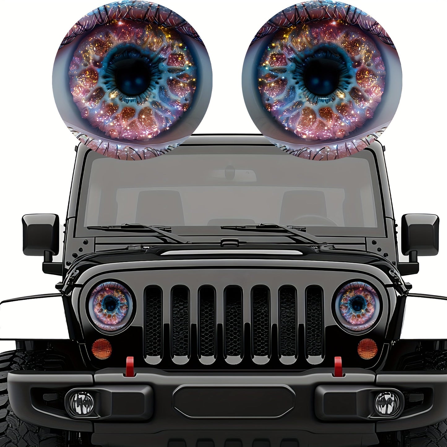 3D Beast Eye Headlight Stickers – Funny Car Headlight Decals for Jeep Round Headlights, Truck Body, Bumper & Window Decoration
