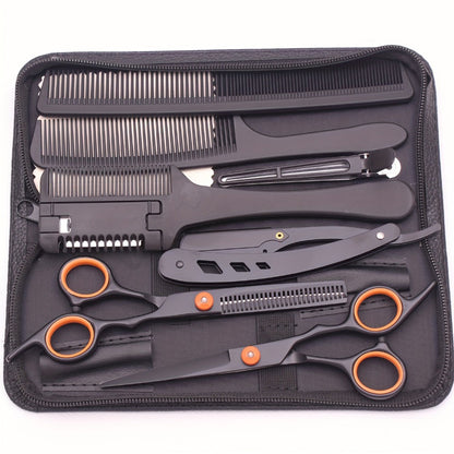 Hair Scissors Set 3 Pieces Japanese Steel – 6 Inch Thinning Shears, Razor Comb & Detangling Comb, Ambidextrous Texturizing Kit for Salon