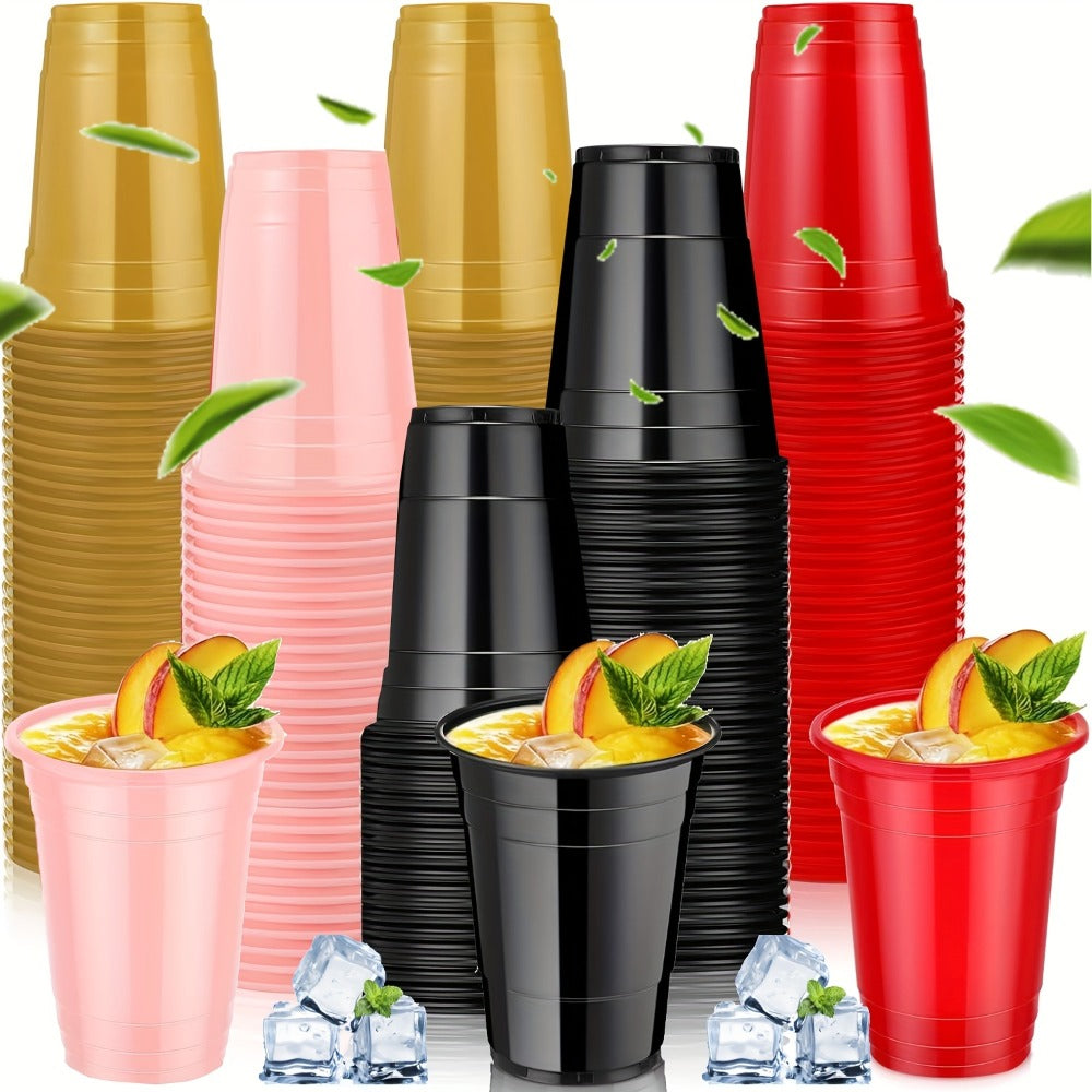 160-Pack 16-Ounce Tapered Party Cups with Fill Lines in Black, Red, Pink or Golden Color Options