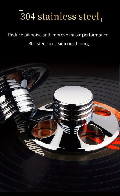 Vinyl Record Weight Stabilizer LP Clamp for Turntables | Metal Disc Stabilizer, Reduces Vibration & Noise, Polished Stainless Steel