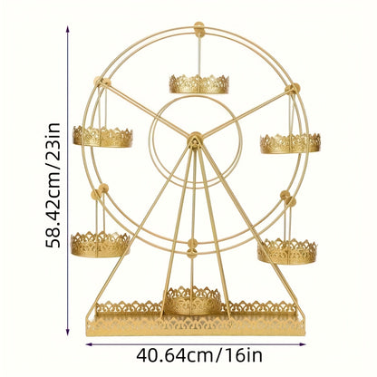 Cake Stand Pedestals Set of 3, Golden Metal Geometric Stackable Dessert Display with Square Plastic Top